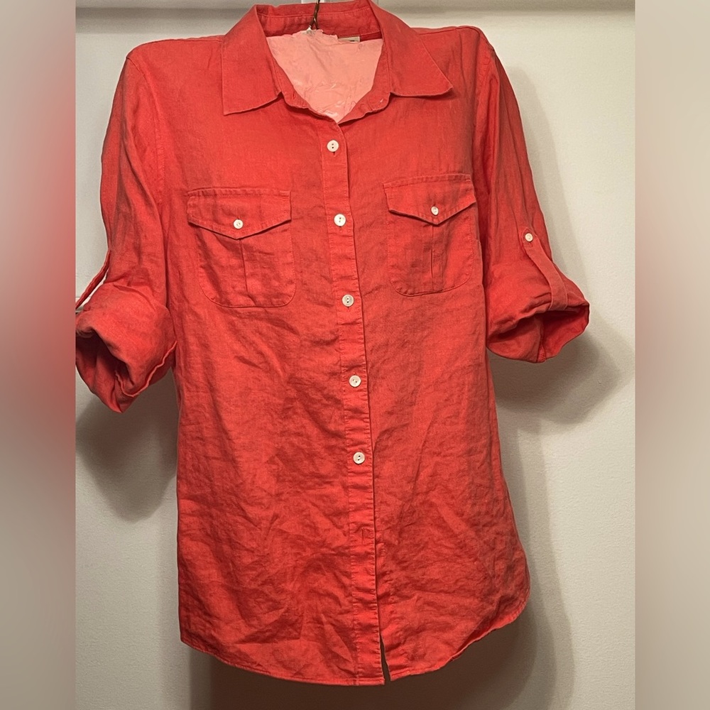 Ll Bean Linen Button Down - image 1